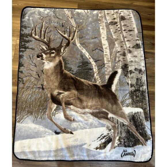 Al Agnew Winter Mountain‎ Deer Wall Art Tapestry Throw Blanket Cabincore Hunting - Picture 2 of 10